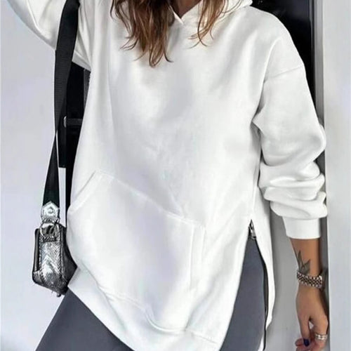 Damen Oversized Kapuzenpullover mit seitlichen Reißverschlüssen und universeller Passform EB