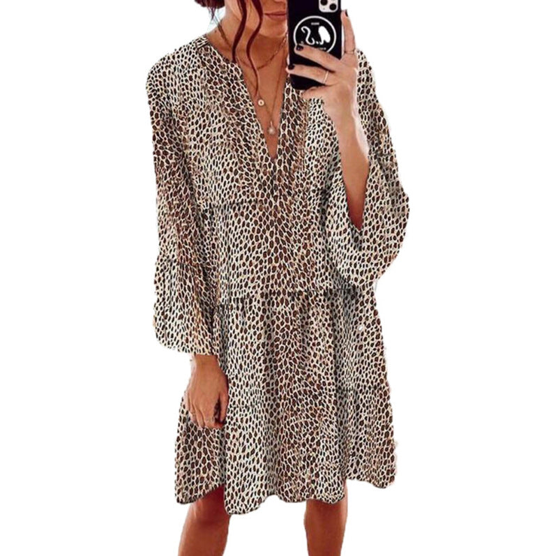 Damen MAXIKLEID mit modernem Leopardenmuster und leichtem, fließendem Schnitt Heidi-Mode