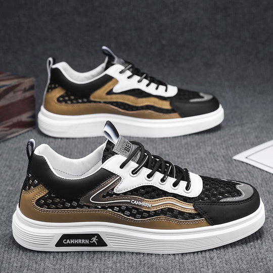 Herren atmungsaktive Wabenmesh-Street-Sneaker mit PU-Overlays, verstärkter Zehenkappe und profiliertem Gummirand EB