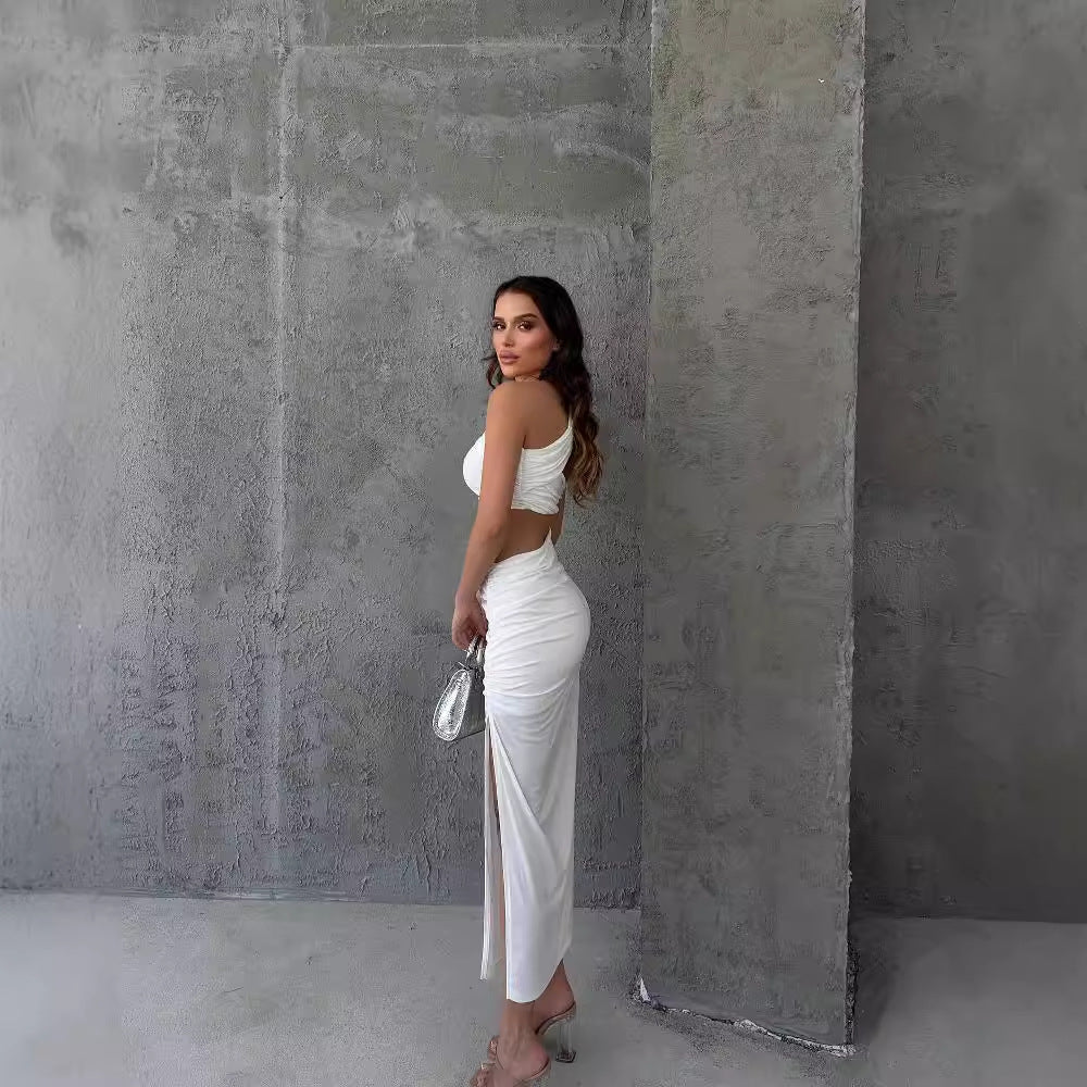 Damen Asymmetrisches Maxikleid mit Cut-Out-Details und raffinierten Rüschendetails EB
