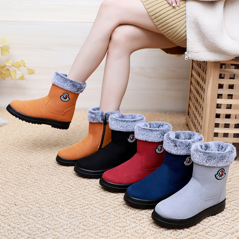 Damen Freizeit-Winterstiefel mit weichem Plüschkragen und rutschfester Sohle EB