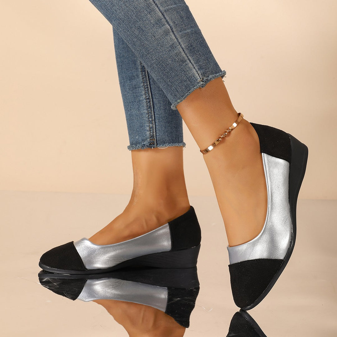 Damen Wedge-Schuhe mit elegantem Samt-Obermaterial und anatomisch geformtem Fußbett EB