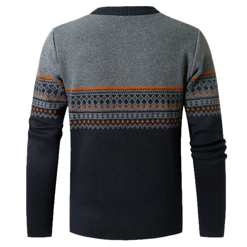 Herren Pullover mit modernem Reißverschluss und geometrischem Muster EB