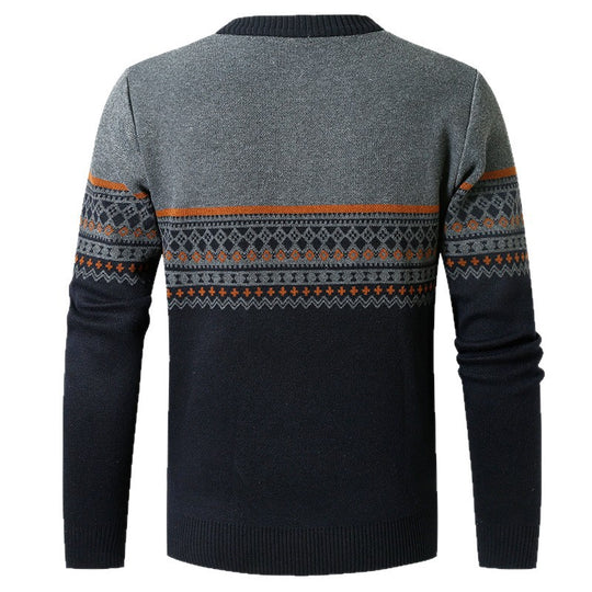 Herren Pullover mit modernem Reißverschluss und geometrischem Muster EB