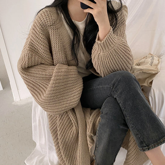 Damen Offene Strickjacke mit lässigem Schnitt und grober Maschenstruktur EB