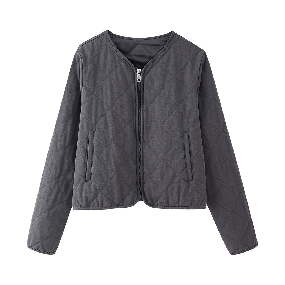 Damen gesteppte Übergangsjacke mit modischem Reißverschluss und bequemen Taschen EB