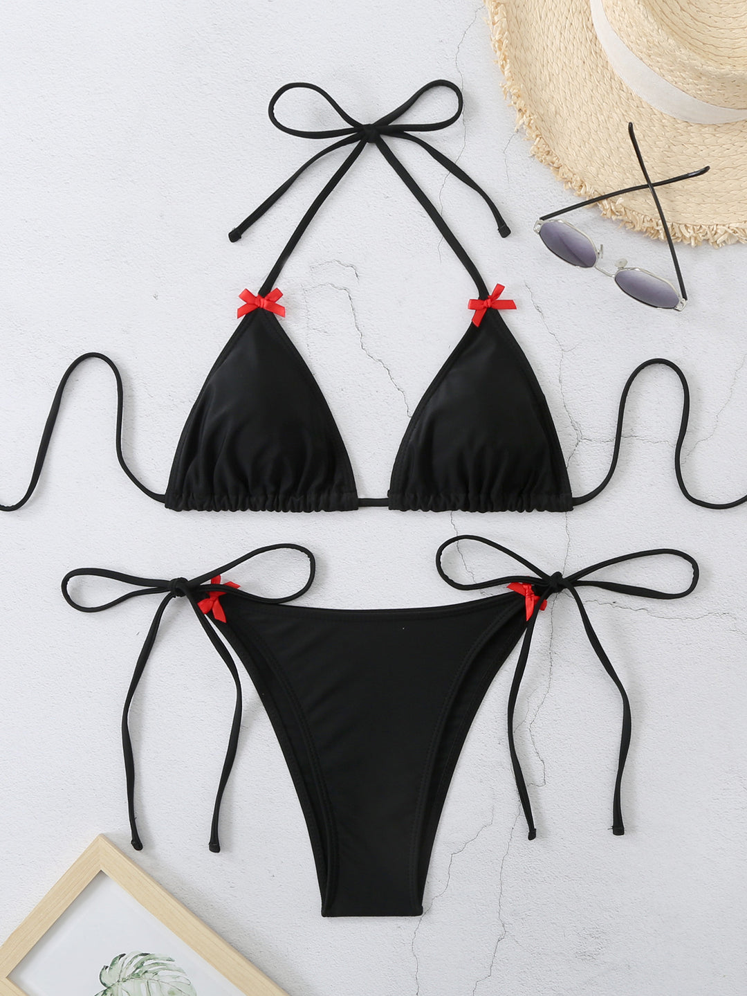 Damen Triangel-Bikini-Set mit verspielten Rüschendetails EB