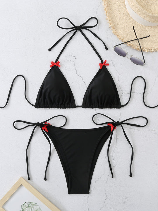 Damen Triangel-Bikini-Set mit verspielten Rüschendetails EB