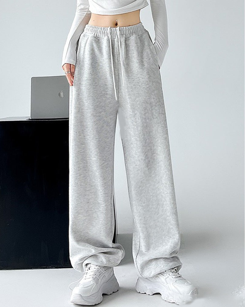 Damen nan extraweite Palazzo-Sweathose mit hohem Komfortbund, seitlichen Eingrifftaschen, Schlitz am Saum und Kordelzug EB