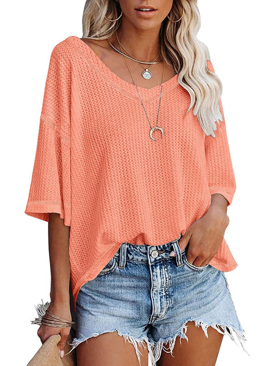 Damen lässiges Oversized-Oberteil mit strukturiertem Webmuster EB