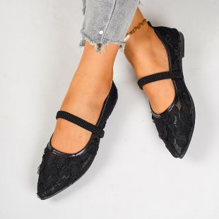 Damen elegante Ballerinas mit floralen Applikationen EB