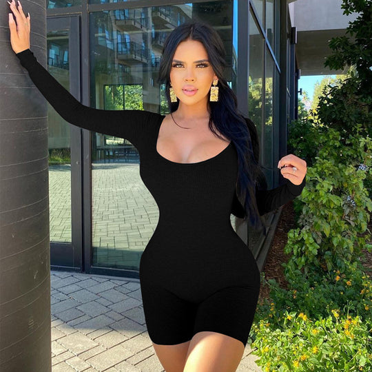 Damen Bodysuit mit langen Ärmeln und Quadrat-Ausschnitt EB