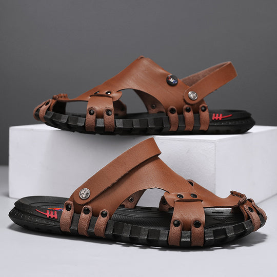 Herren Bequeme Leder-Sandalen mit innovativem Riemensystem EB