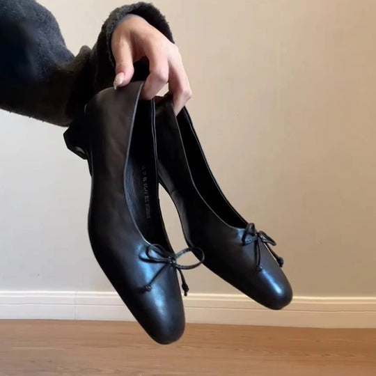 Damen elegante Ballerinas mit stabiler Sohle und dekorativem Schleifenakzent EB