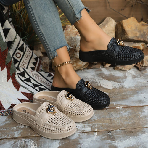 Damen Bequeme Slip-On Clogs mit dekorativem Einarbeitung EB