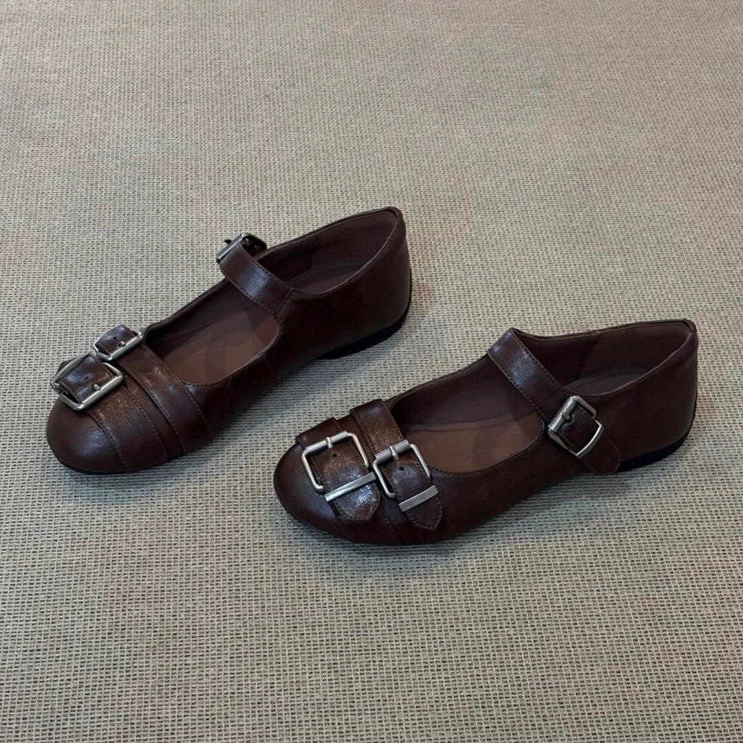 Damen elegante Mokassins mit modischem Schnallen-Detail EB