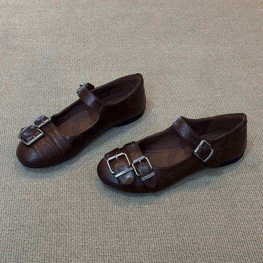 Damen elegante Mokassins mit modischem Schnallen-Detail EB