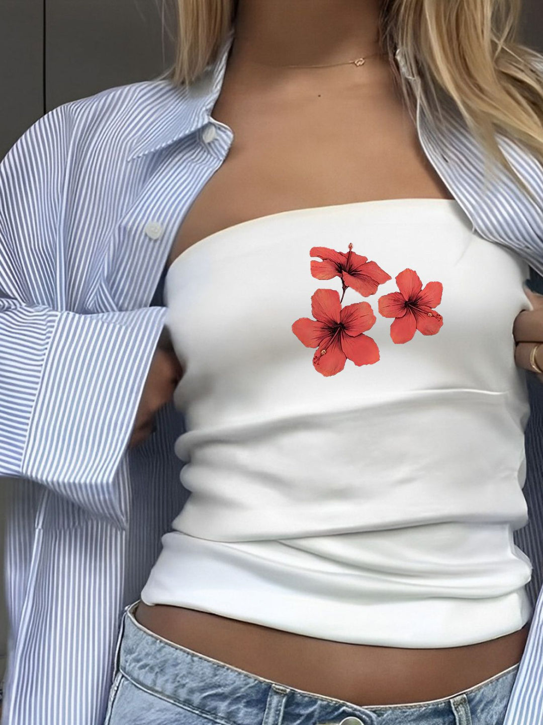 Damen Bandeau-Top mit auffälligem Statement-Aufdruck EB