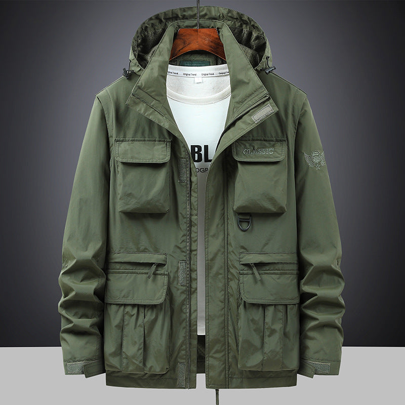 Herren  multifunktionale Fieldjacke mit Kapuze und zahlreichen Taschen EB