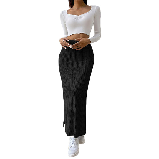 Damen gerippter Maxi-Rock mit hohem Bund, taillierter Stretchpassform und schmeichelnder Längsrippe Eichborn Berlin