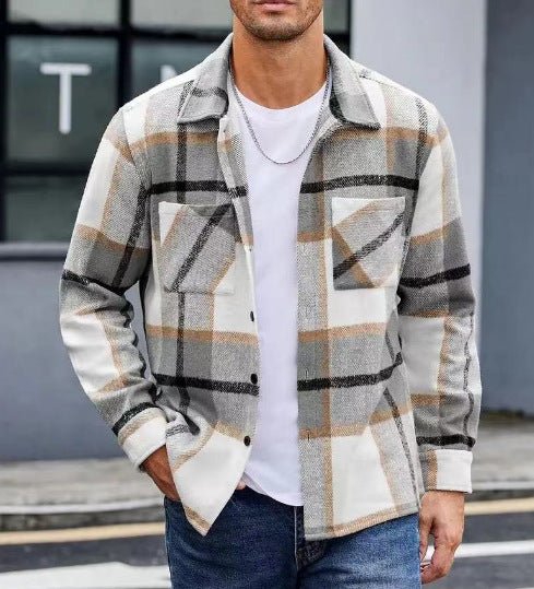 Herren lässige Karomuster Hemdjacke EB