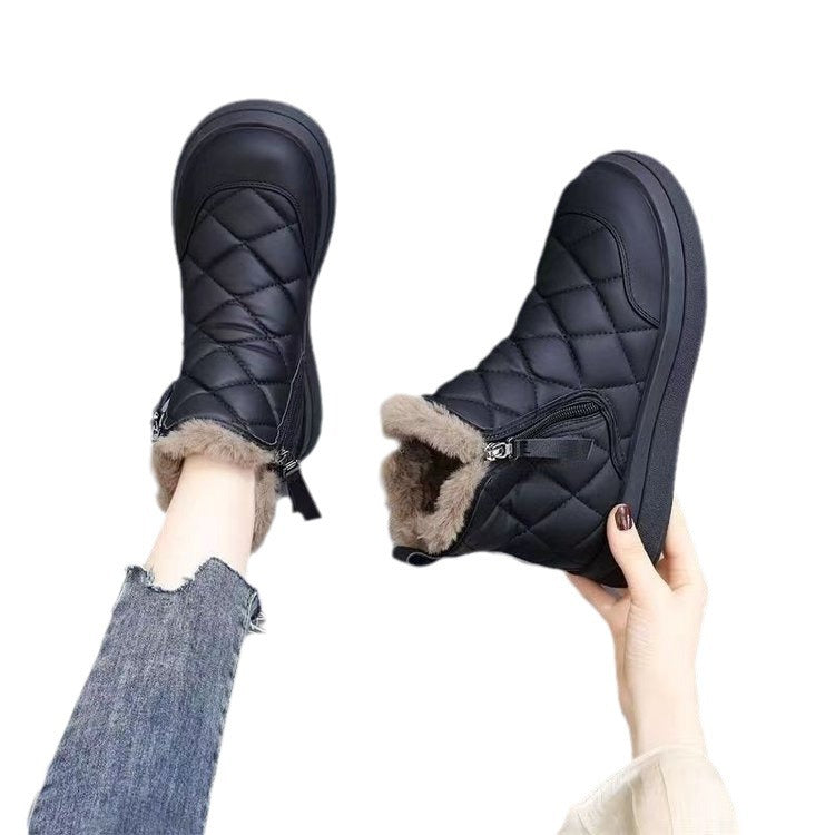 Damen gefütterte Winterstiefel mit praktischem Reißverschluss und flauschigem Innenfutter EB