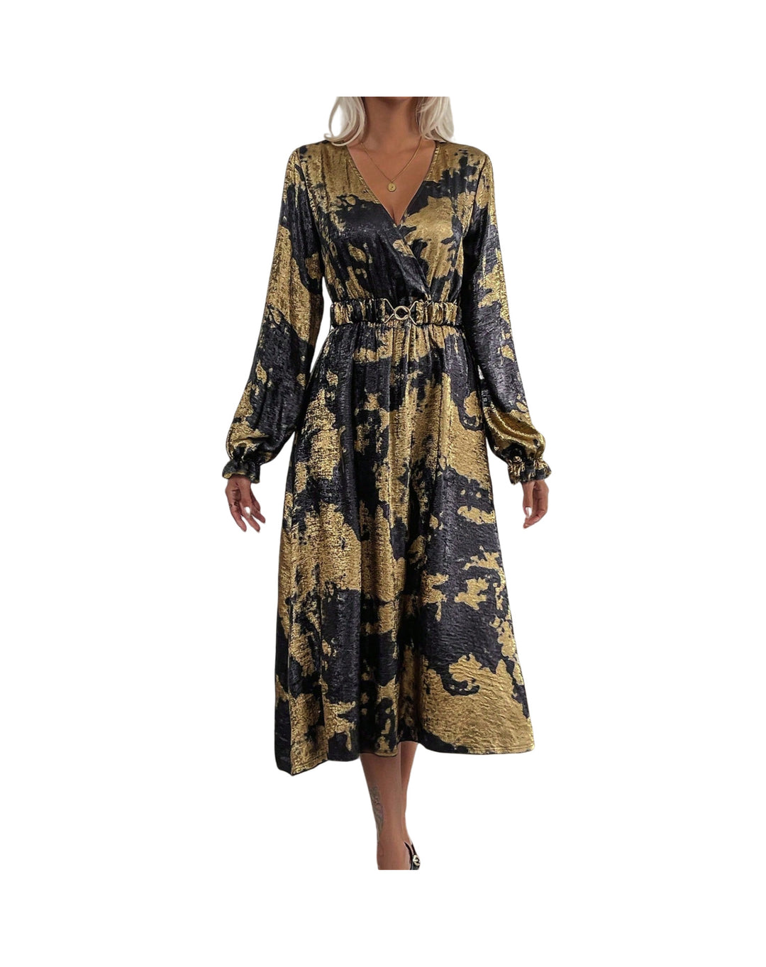 Damen Wickelkleid mit Glanz- und Mustereffekt EB