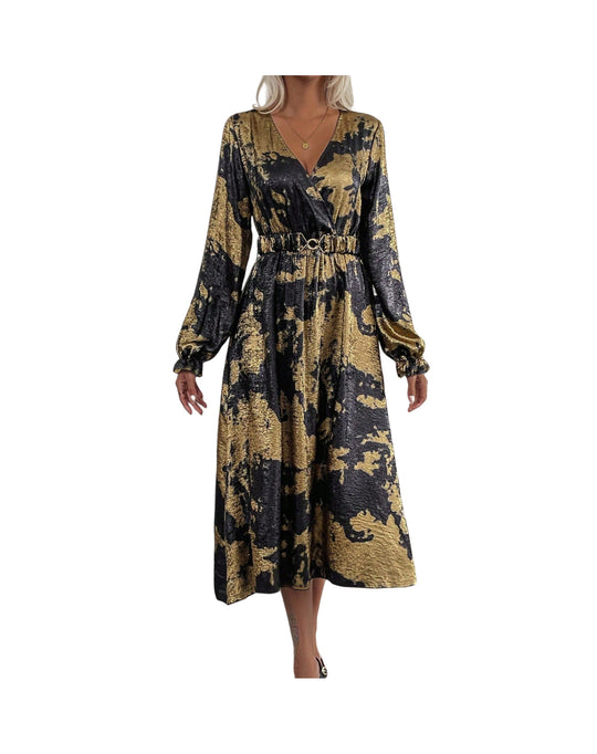 Damen Wickelkleid mit Glanz- und Mustereffekt EB