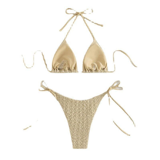 Damen Triangel-Bikini mit strukturiertem Oberteil und hohem Beinausschnitt EB