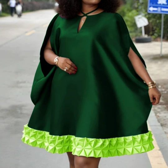 Damen Elegantes Kaftan-Kleid mit dekorativem Faltenbesatz EB