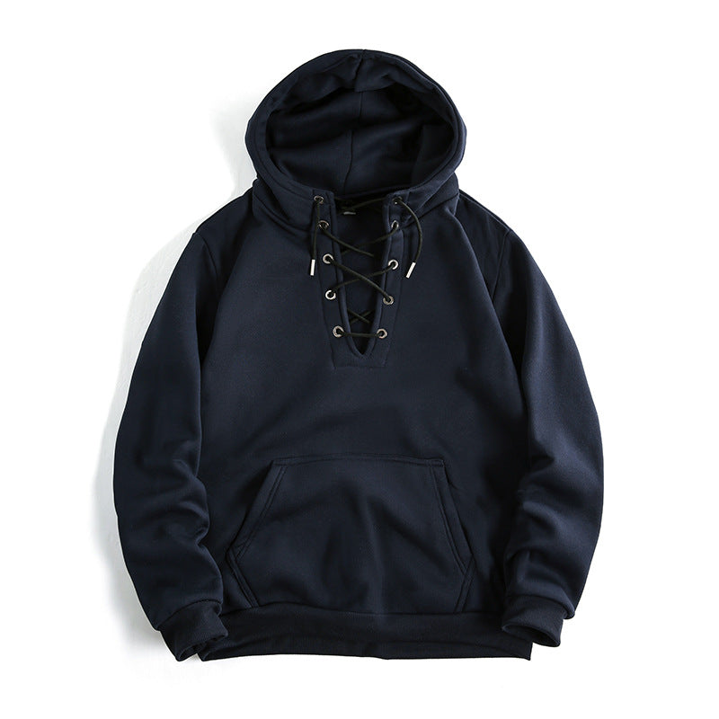 Damen Kapuzenpullover mit raffiniertem Schnürdesign und praktischer Kängurutasche EB
