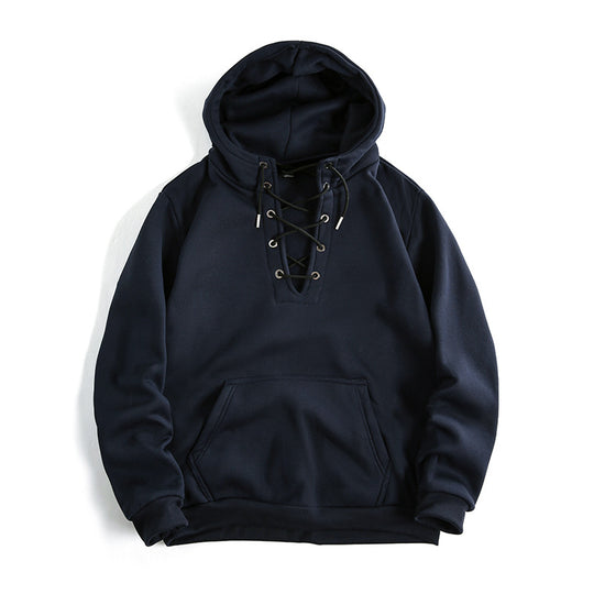 Damen Kapuzenpullover mit raffiniertem Schnürdesign und praktischer Kängurutasche EB