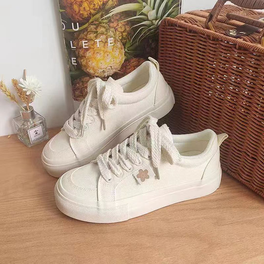 Damen Modische Sneakers aus hochwertigem Canvas mit eleganter Plattformsole EB