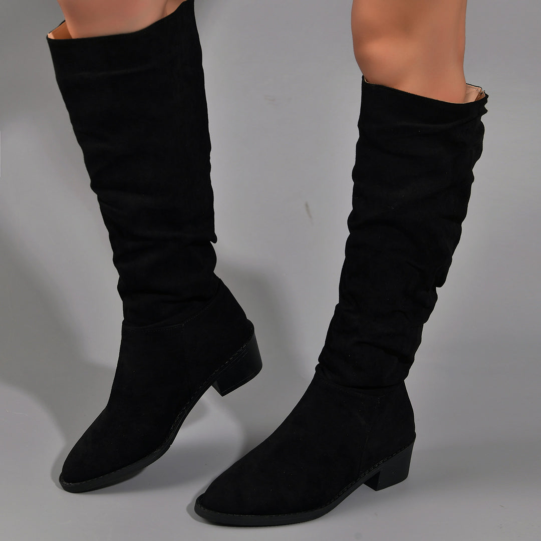 Damen modische Overknee-Stiefel aus weichem Wildleder EB