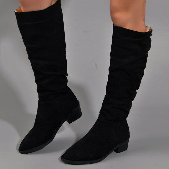 Damen modische Overknee-Stiefel aus weichem Wildleder EB