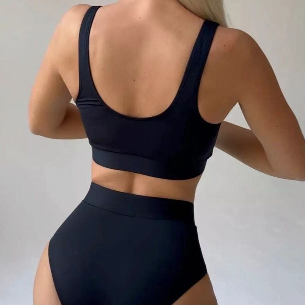Damen Bikini-Set mit trendigem Schnürdesign und hohem Taillenbund EB