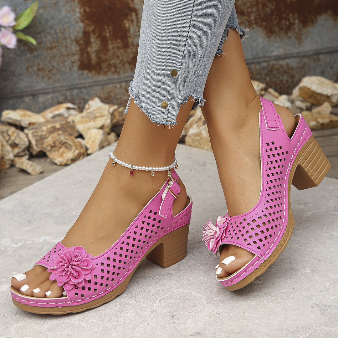 Damen Slingback-Pantoletten mit floralen Details EB
