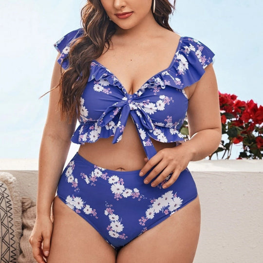 Damen Bikini-Set mit verspieltem Rüschendesign und floralem Muster EB
