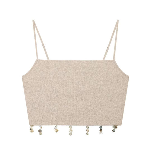 Damen Crop-Top mit funkelnden Pailletten und schmalen Trägern EB