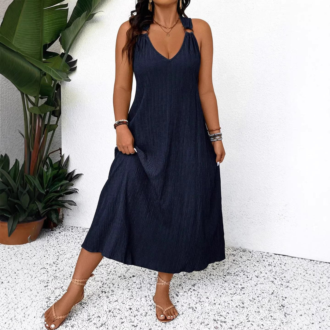 Damen Maxikleid mit schickem V-Ausschnitt und lässigen Trägern EB