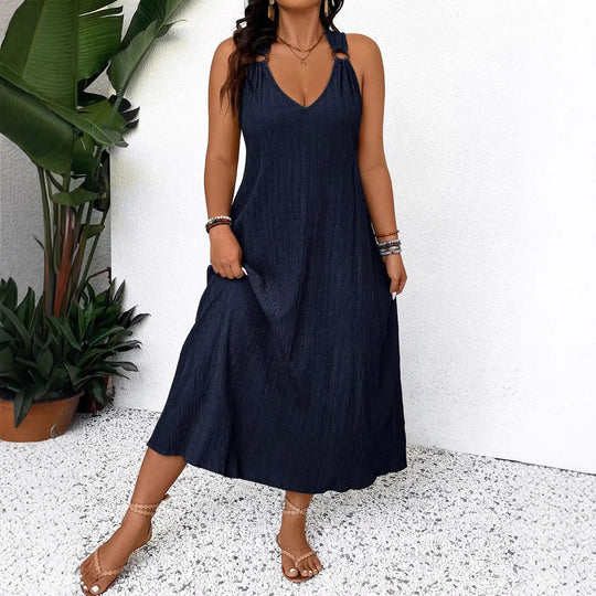 Damen Maxikleid mit schickem V-Ausschnitt und lässigen Trägern EB