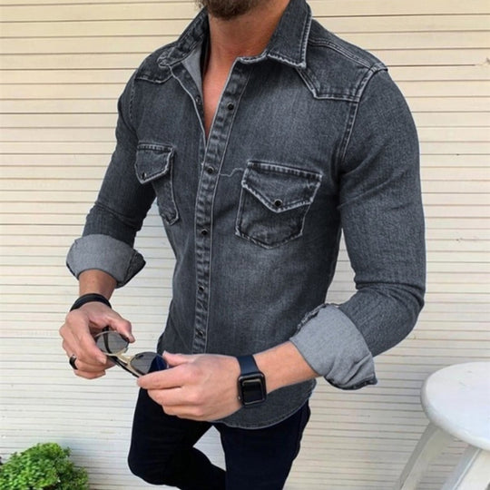Herren Denim Hemd mit modernem Schnitt und praktischen Brusttaschen EB