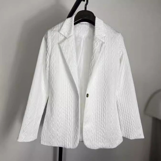 Damen Elegante Strickblazerjacke mit Kabelmuster EB