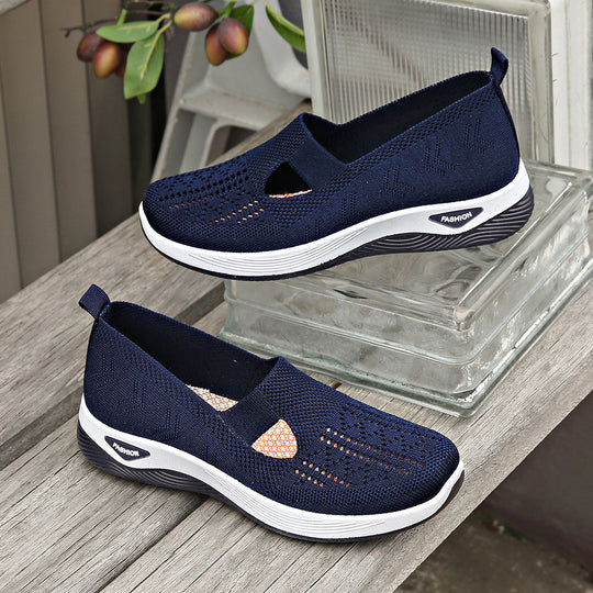 Damen Bequeme Slip-On Sneakers mit atmungsaktiver Netzstruktur EB