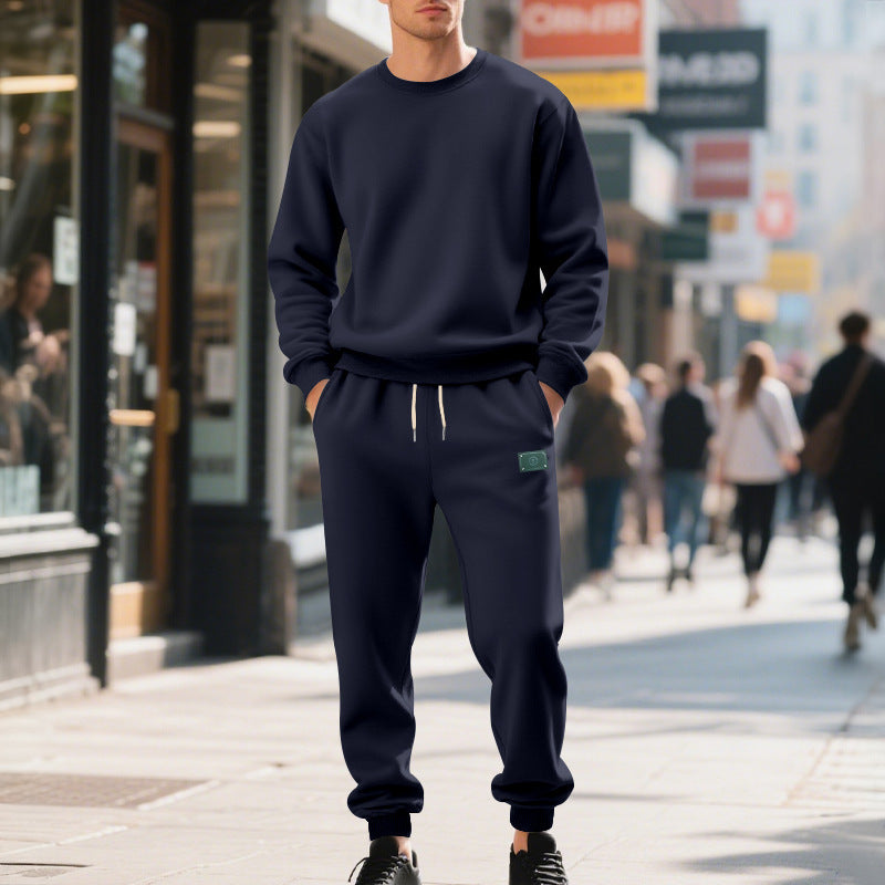 Herren lässiger Freizeitanzug mit weichem Fleece und elastischem Bund EB