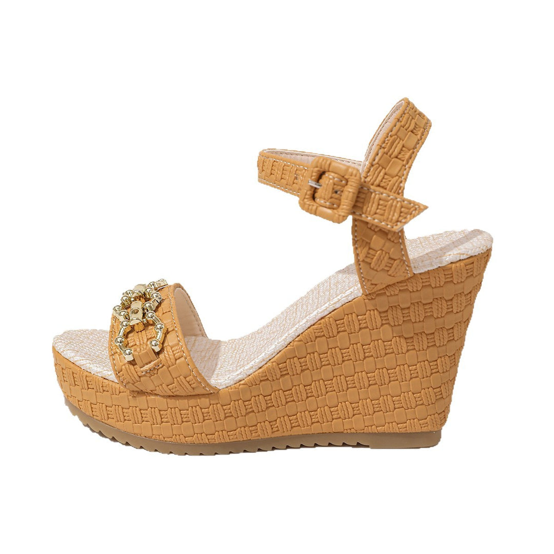 Damen Wedge-Sandalen mit dekorativem Riemendesign und komfortablem Fußbett EB
