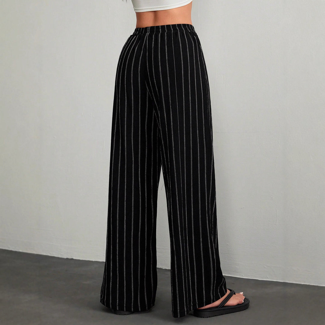 Damen Weit geschnittene gestreifte Freizeithose EB