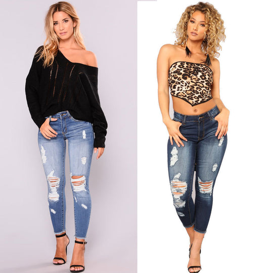 Damen Skinny Jeans mit angesagtem Destroyed-Look EB