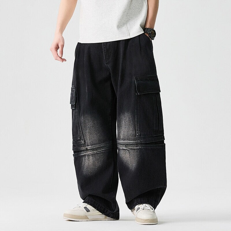 Herren nan extraweite Cargo-Jeans im Baggy-Stil mit verstärkten Knie-Nähten EB
