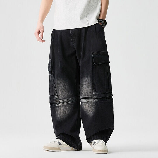 Herren nan extraweite Cargo-Jeans im Baggy-Stil mit verstärkten Knie-Nähten EB